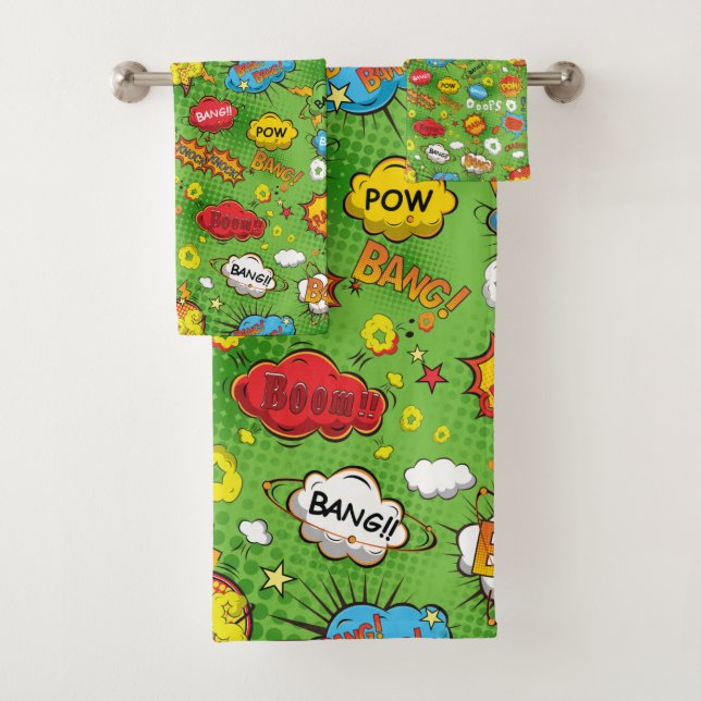 Toalla verde de cómic (In situ)
