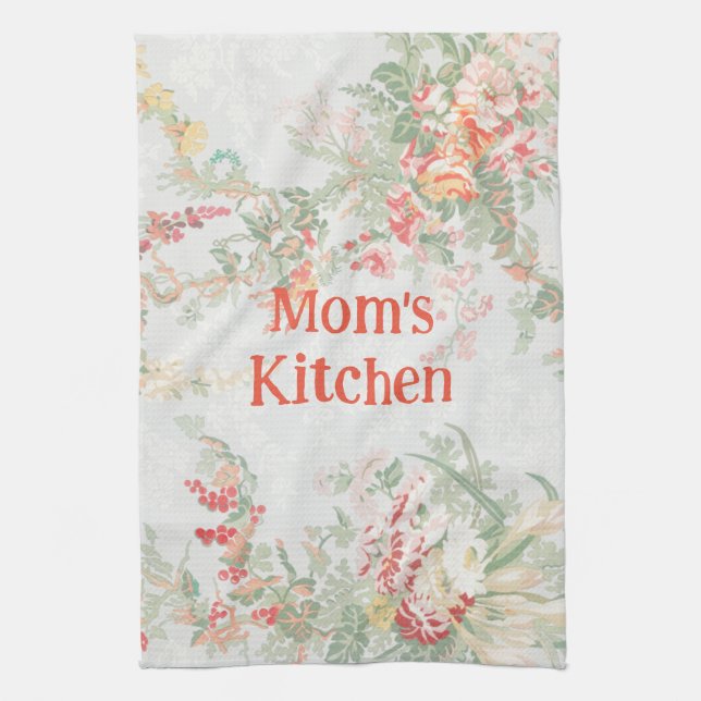 Toalla vintage floral de cocina de mamá (Vertical)