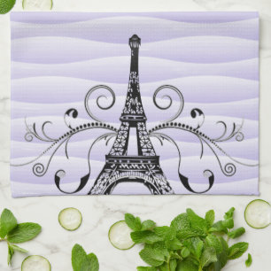 Toalla violeta Eiffel Toalla de cocina floreciente