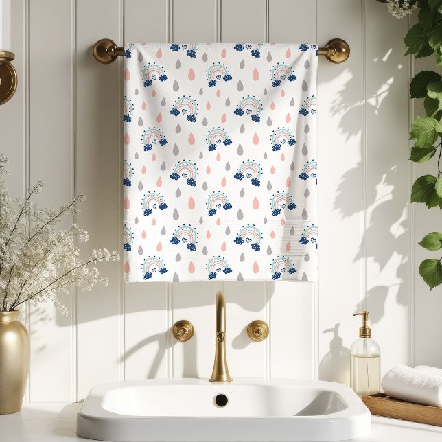 Toallas Chic Boho Azul Marino Rosa Arcoíris Regalo (Chic Boho Towels Navy Pink Rainbow Gift Idea)