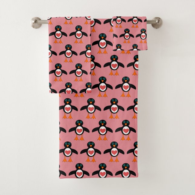 Toallas con estampado de pingüino de amor lindo (In situ)