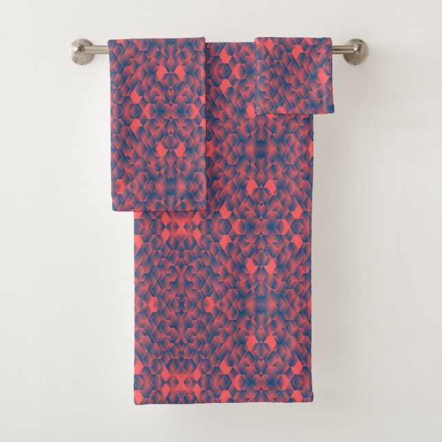 Toallas con estampado geométrico con rojo vibrante (In situ)