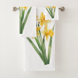 Toallas con Narcisos de Primavera, Diseño Floral A