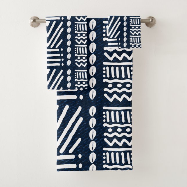 Toallas de baño africanas de Denim Azul Bogolan (In situ)