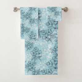 Toallas De Baño Azul Floral Set