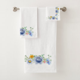 Toallas De Baño Azul Floral Set