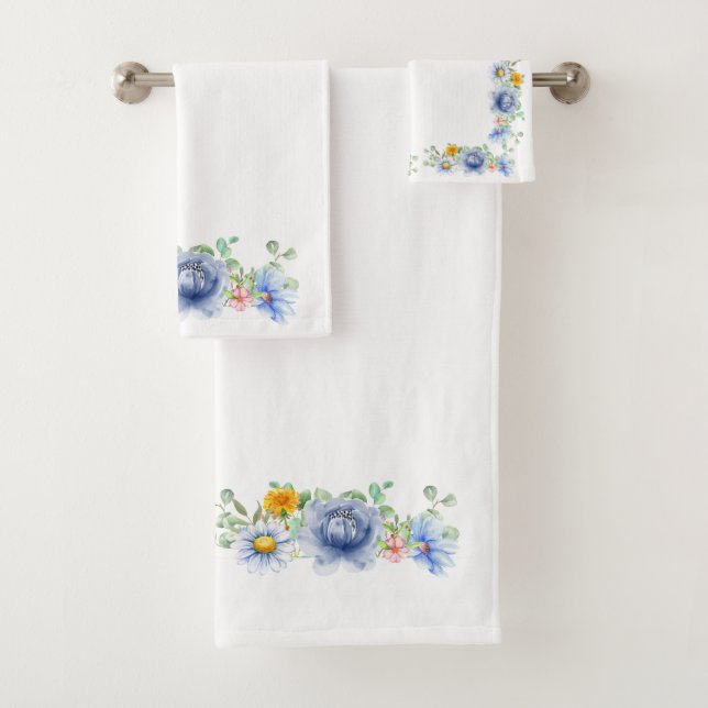 Toallas De Baño Azul Floral Set (In situ)
