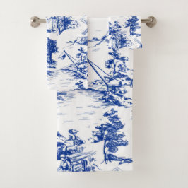 Toallas de baño azules y blancas