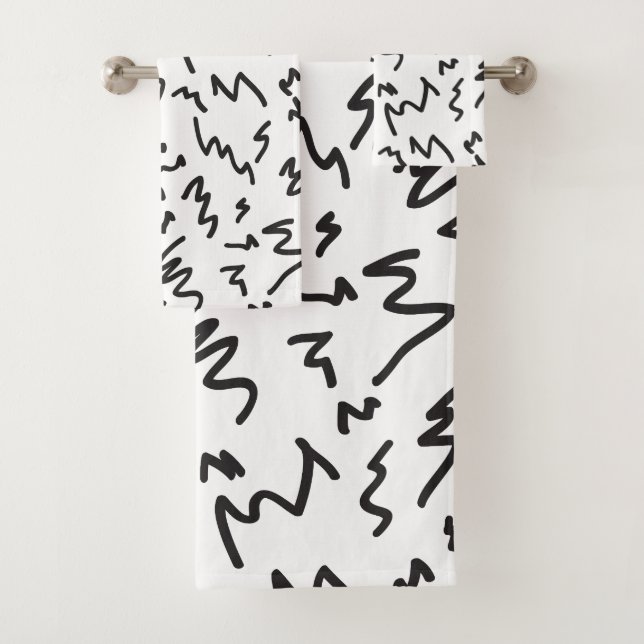 Toallas de baño blancas y negras elegantes