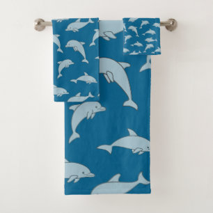 Toallas de baño con diseño de delfines juguetones