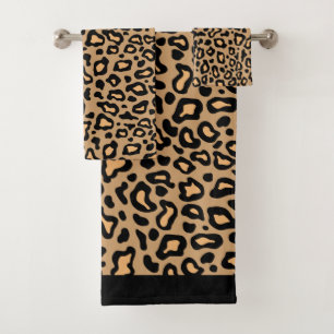 Toallas de baño con estampado de leopardo retro an