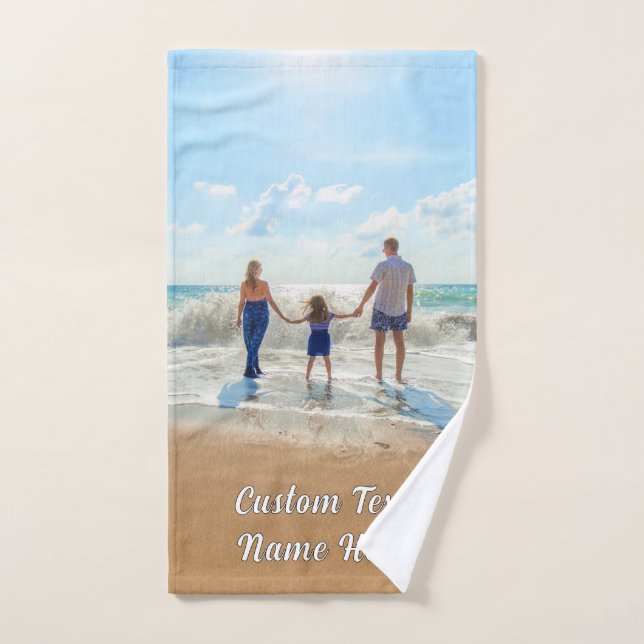 Toallas de baño con foto personalizadas Texto pers (Toalla de mano)