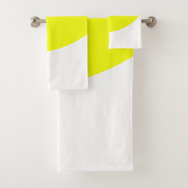 Toallas de baño de arte abstracto blanco amarillo (In situ)