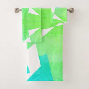Toallas de baño de arte azul turquesa verde abstra