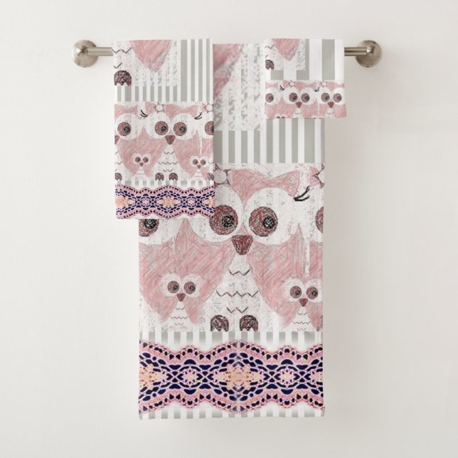 Toallas De Baño De Banda Gris Y Blanca Conjuntos D (In situ)