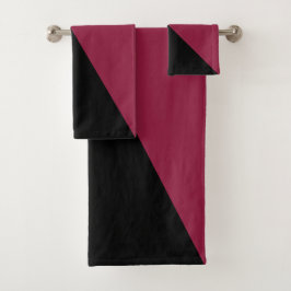 Toallas de baño de bloque de color (negro y rojo f