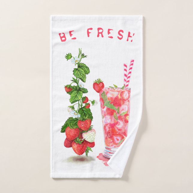 Toallas de baño de fresa recién hechas - Texto Per (Toalla de mano)