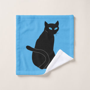 Toallas de baño de gato negro con ojos azules - Tu