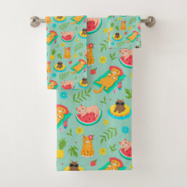 Toallas de baño de gatos de verano tropical