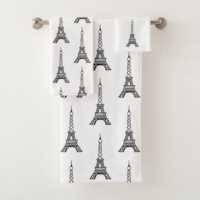 Toallas de baño de la Torre Eiffel de París Blanca (In situ)