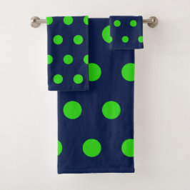 Toallas de baño de lunares (azul marino y verde li