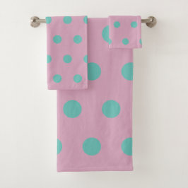 Toallas de baño de lunares (rosa y aqua)