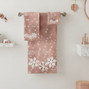 Toallas de baño de Navidad Copo de Nieve Rosa Dora