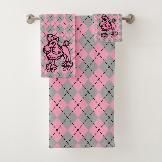 Toallas De Baño De Pódeos Rosadas Retro Set De Reg (In situ)