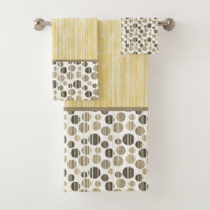 Toallas de baño de polka moderna amarilla y pekin