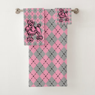 Toallas de baño de Poodle Rosa Retro Set Regalo