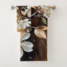 Toallas de baño de rama blanca marrón