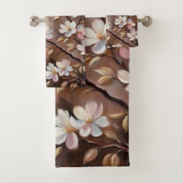 Toallas de baño de rama rosa blanca