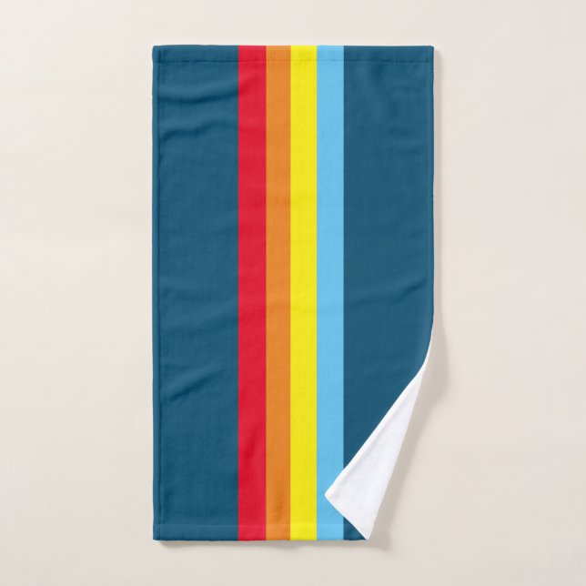 Toallas de baño de rayas retro (multicolor azul ma (Toalla de mano)