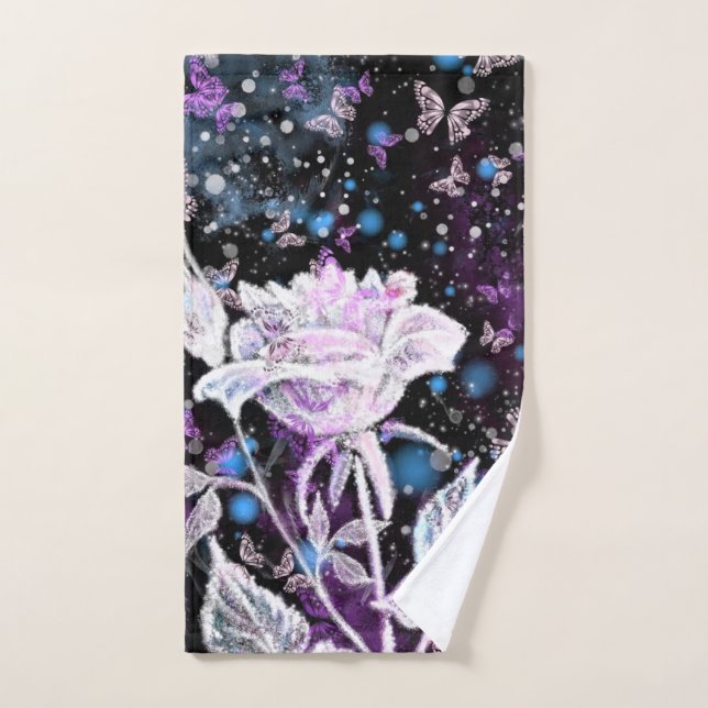 Toallas de baño de Rosa y mariposas (Toalla de mano)