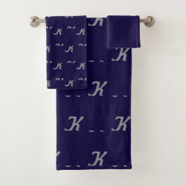 Toallas de baño iniciales (azul marino y plata)