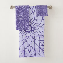 Toallas de baño Monocromo Morado Mandala Set