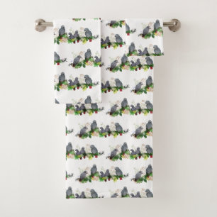 Toallas de baño para fiestas de loros grises afric