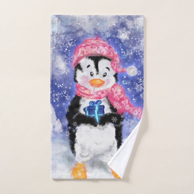 Toallas de baño Penguin para navidades (Toalla de mano)