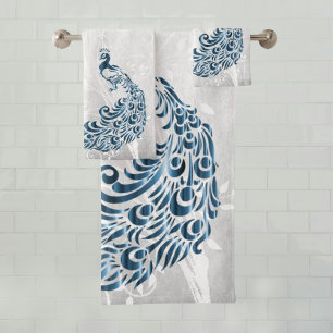 Toallas de baño personalizadas Blue Peacock