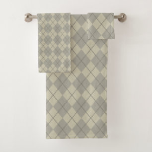 Toallas De Baño Retro Gris Argyle Set Gift