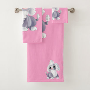 Toallas de baño rosadas con perros Mascotas.