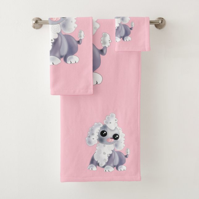 Toallas de baño rosas con Mascota de pipa - Tus co (In situ)