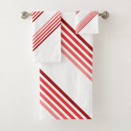 Toallas de baño - Tonos de franjas diagonales roja