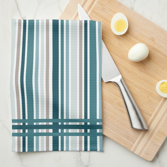 Toallas de cocina a rayas azules (Doblado Cuarto)