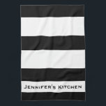 Toallas de cocina a rayas en blanco y negro<br><div class="desc">Toallas de cocina a rayas negras y blancas Chic femenino</div>