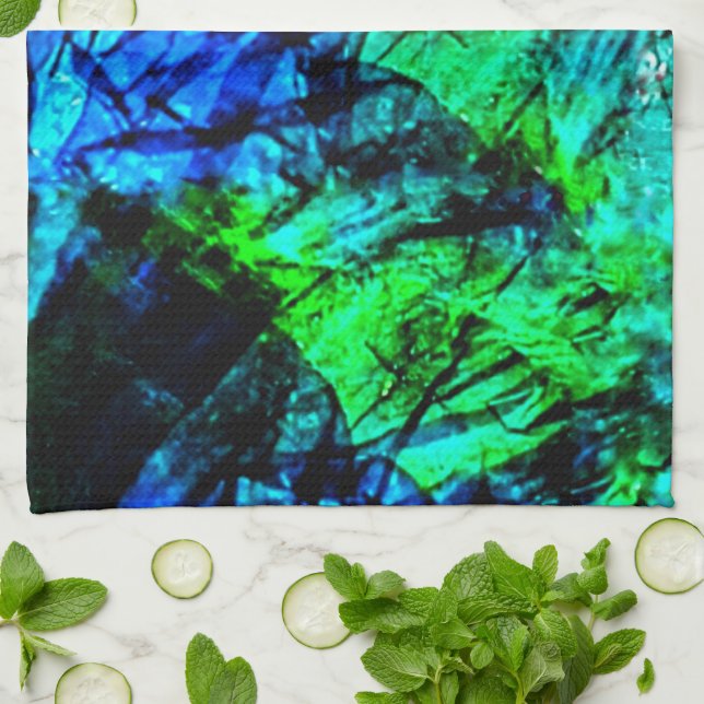 Toallas de cocina abstractas de color azul claro,  (Doblado)