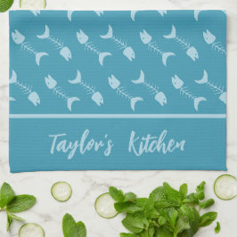 Toallas de cocina azul turquesa con estampado de e