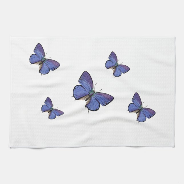 toallas de cocina azules de la mariposa (Horizontal)