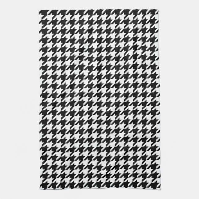 Toallas de cocina blancos y negros de Houndstooth (Vertical)