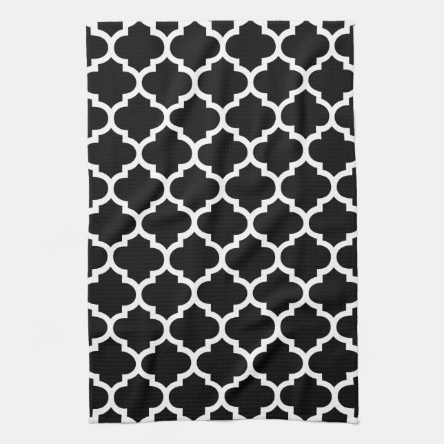 Toallas de cocina blancos y negros de Quatrefoil (Vertical)